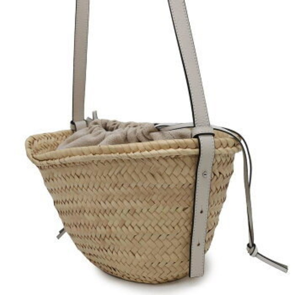 Loewe Shoulder Bag Drawstring Bucket Raffia Leath… - image 2